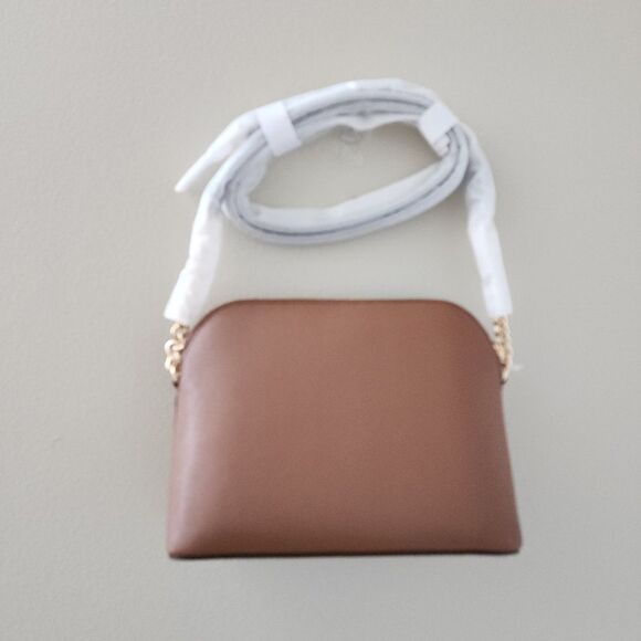 Michael Kors Brown Leather Dome Jet Set Travel Crossbody Bag - Picture 2 of 10